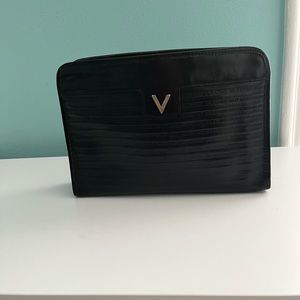 Mario Valentino Vintage Leather Swan Clutch/Toiletry Bag